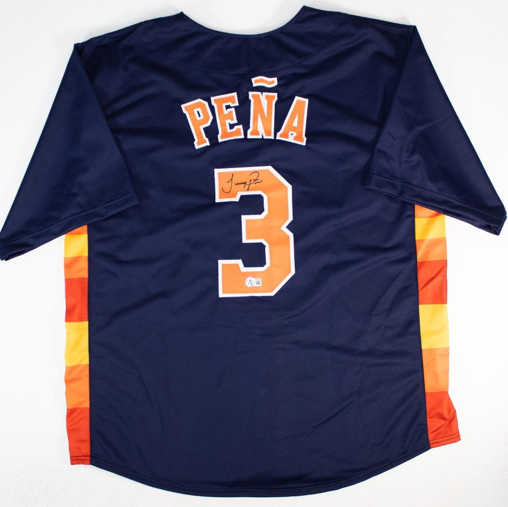 Jeremy Pena Signed Astros Dark Blue Jersey (Beckett Witness Certified)