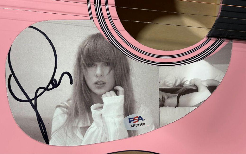 Taylor Swift Signed Pink Acoustic Guitar with "TTPD" Insert Pickguard (PSA)