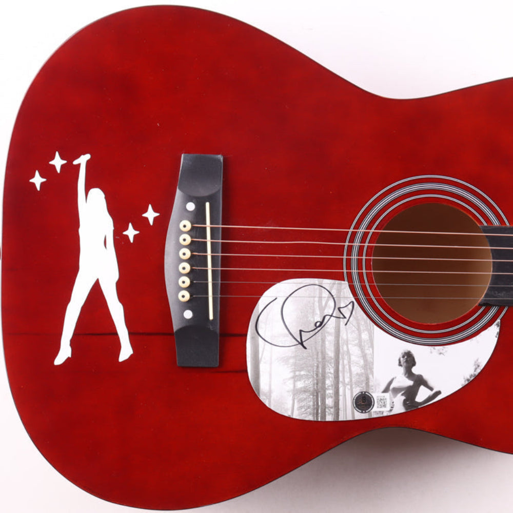 Taylor Swift Signed 38" Red "folklore" Acoustic Guitar with TS Logo (Beckett LOA)