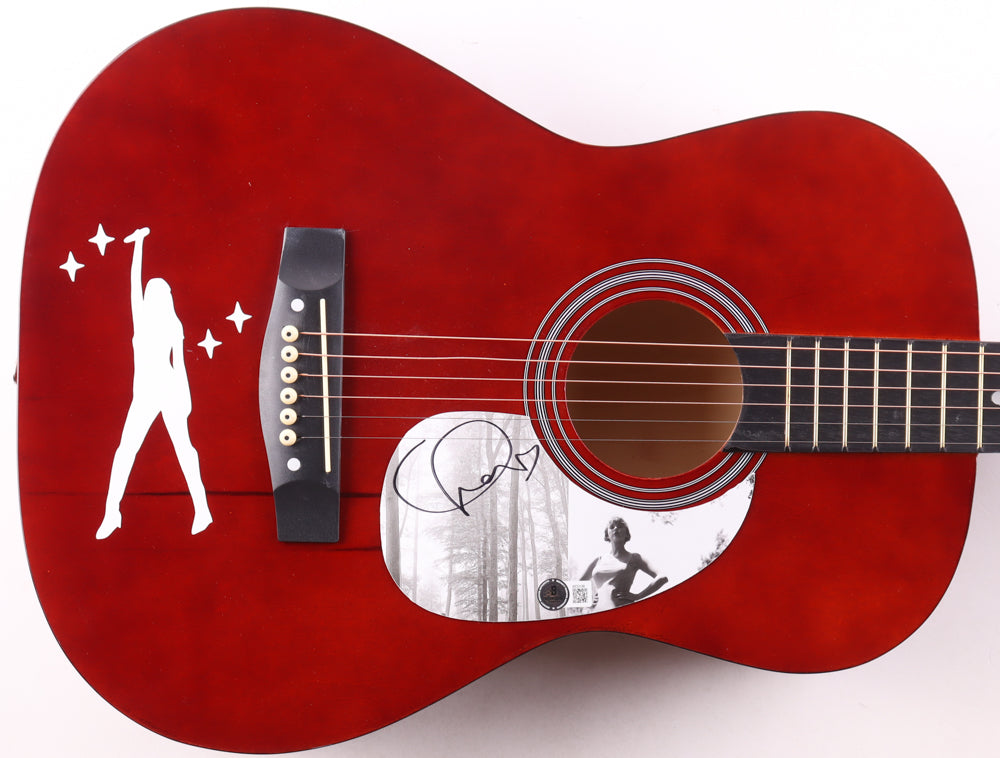 Taylor Swift Signed 38" Red "folklore" Acoustic Guitar with TS Logo (Beckett LOA)