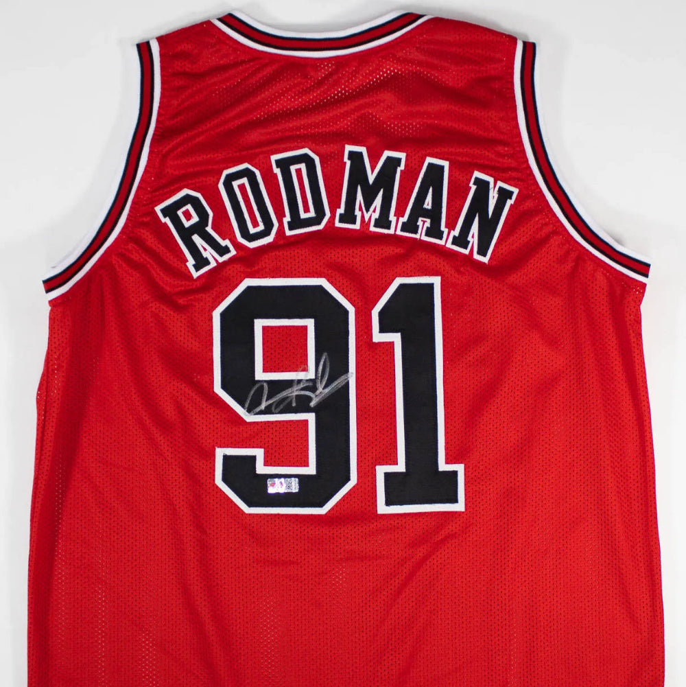 Dennis Rodman Signed Chicago Bulls Jersey (Beckett Witness Certified)