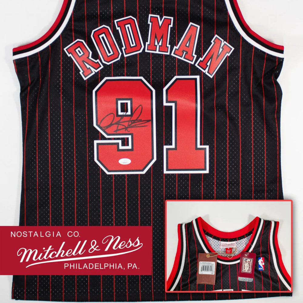 Dennis Rodman Signed Chicago Bulls Mitchell & Ness Throwback 1995/96 NBA Legacy Jersey (JSA Witness COA)
