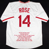 Pete Rose Signed Cincinnati Reds Stat Jersey (JSA COA)