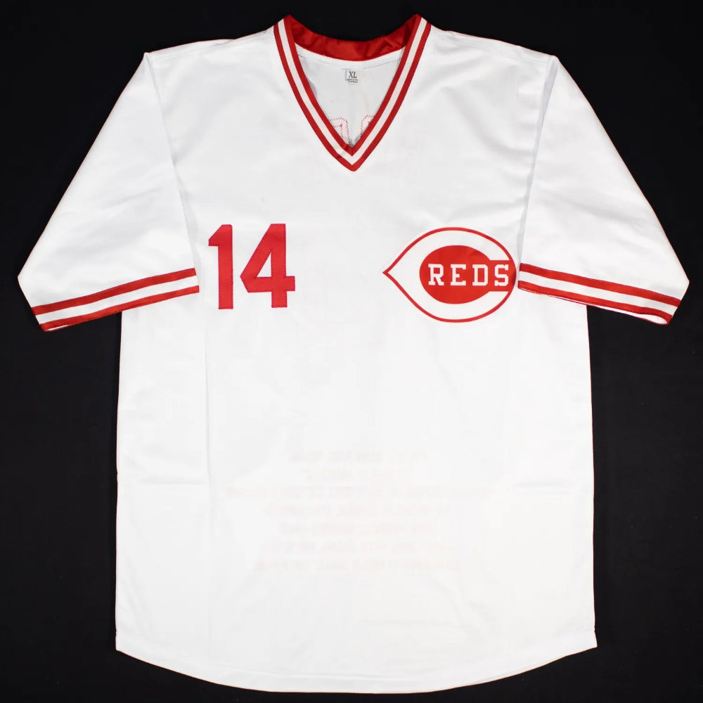 Pete Rose Signed Cincinnati Reds Stat Jersey (JSA COA)