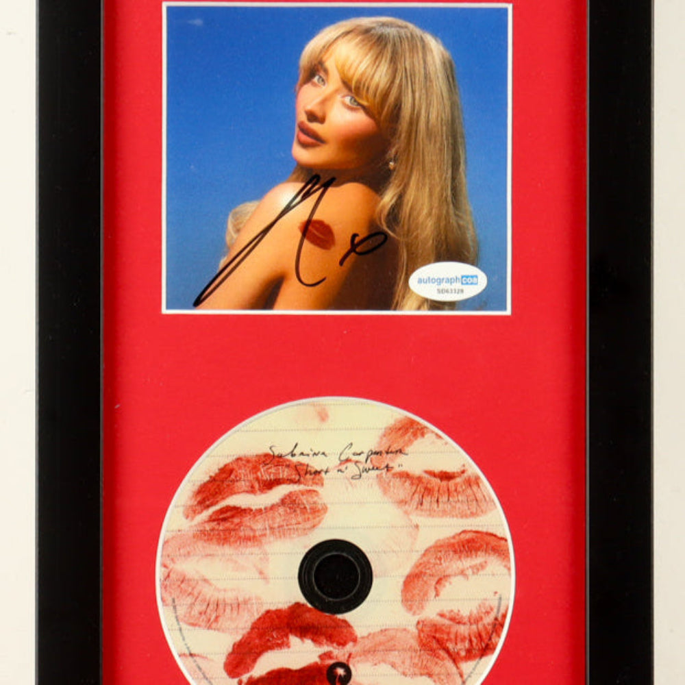 Sabrina Carpenter Signed Framed &quot;Short n&#39; Sweet&quot; CD Album Insert Display With Disc (ACOA)