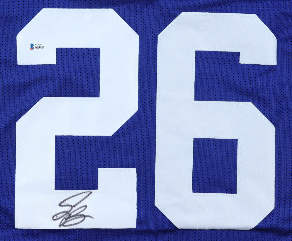 Saquon Barkley Signed Blue Giants Jersey (Beckett)