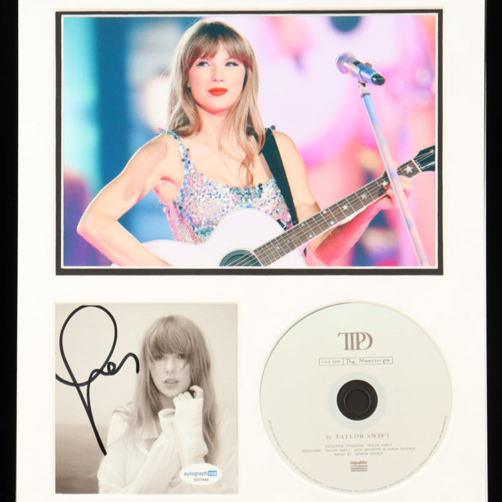 Taylor Swift Signed "Eras Tour" "The Tortured Poets Department" 11x14 Matted CD Insert Display (ACOA)