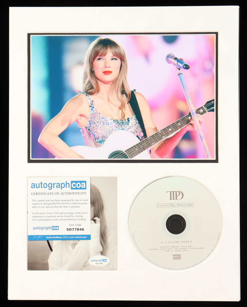 Taylor Swift Signed "Eras Tour" "The Tortured Poets Department" 11x14 Matted CD Insert Display (ACOA)