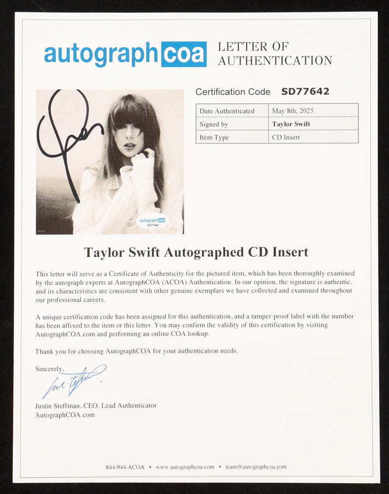 Taylor Swift Signed 18x22 Framed "The Tortured Poets Department" Display With Photo (ACOA)