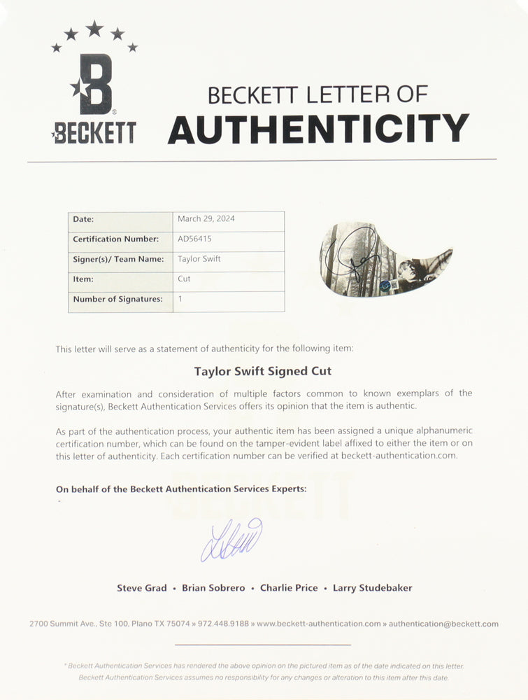 Taylor Swift Signed 38&quot; Black &quot;Folklore&quot; Acoustic Guitar (Beckett)