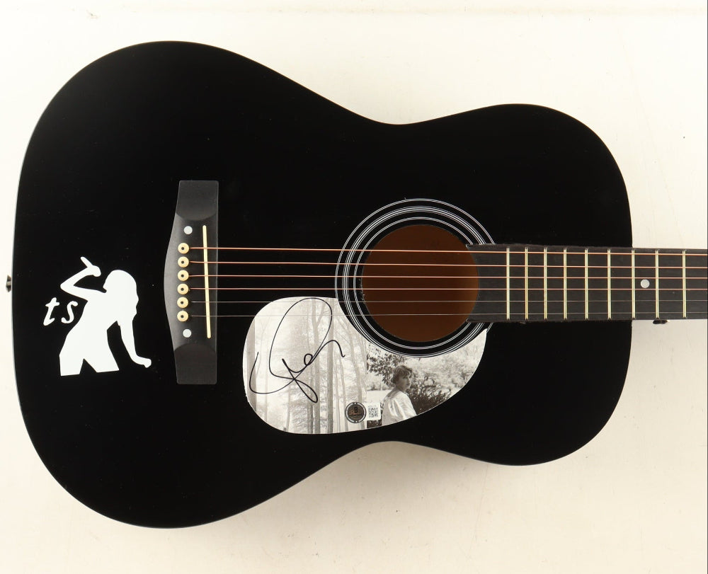 Taylor Swift Signed 38" Black "Folklore" Acoustic Guitar with TS Logo (Beckett LOA)