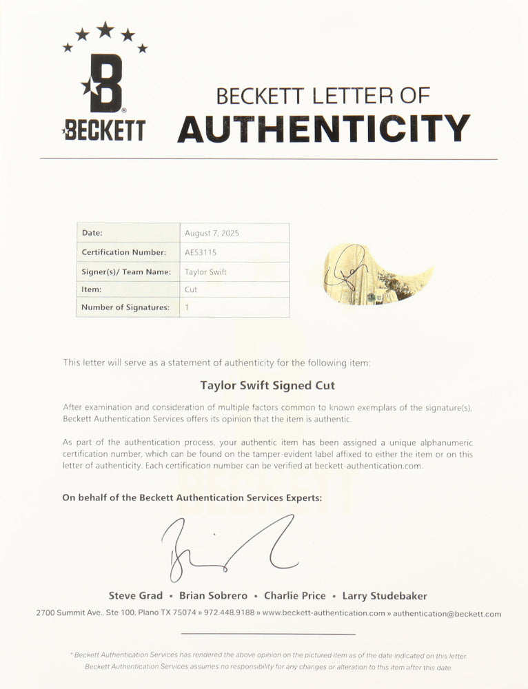 Taylor Swift Signed 38" Black "Folklore" Acoustic Guitar with TS Logo (Beckett LOA)