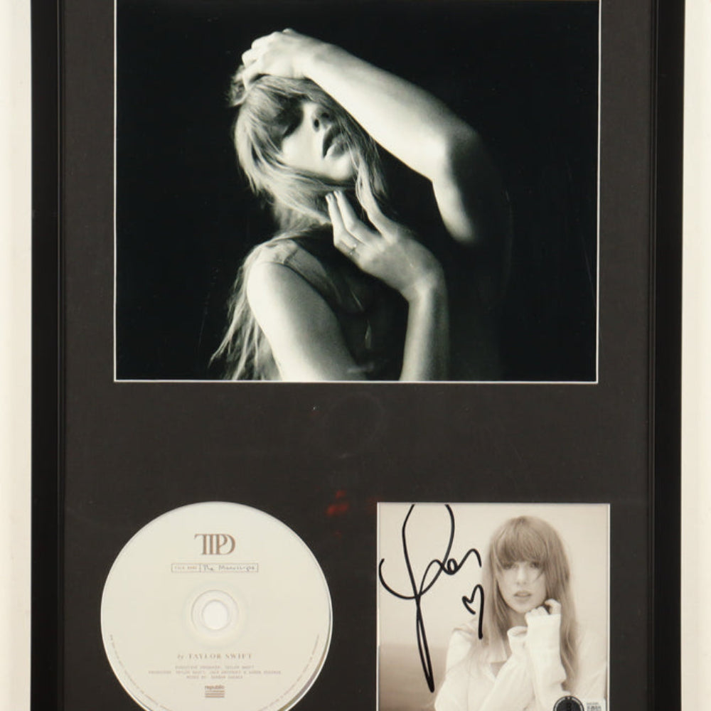 Taylor Swift Signed with "Heart" Framed "The Tortured Poets Department" CD Album Insert Display With Disc (Beckett LOA)