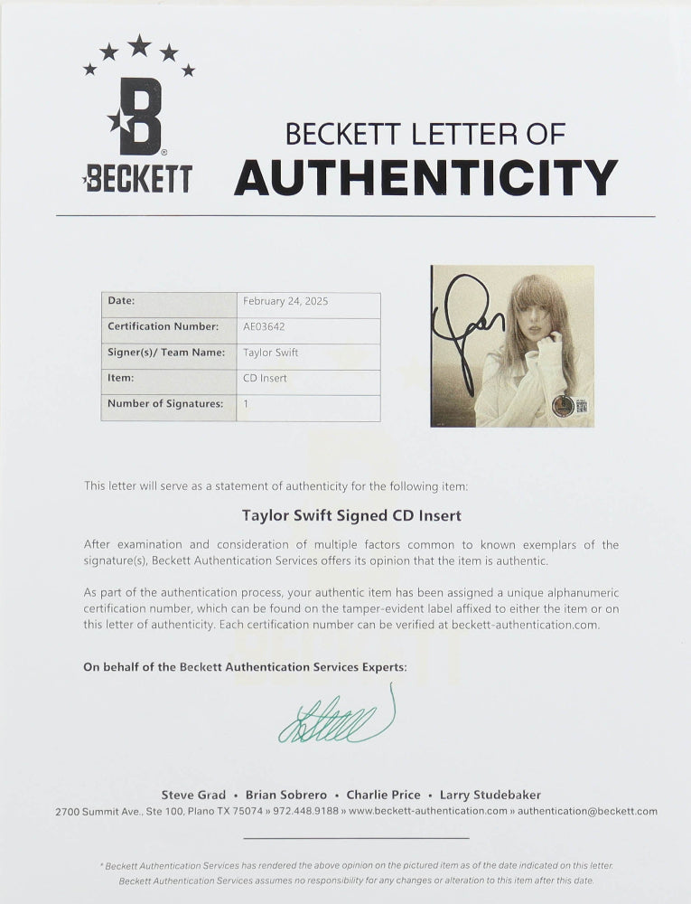 Taylor Swift Signed Framed "The Tortured Poets Department" CD Album Insert Black Display With Disc (Beckett)
