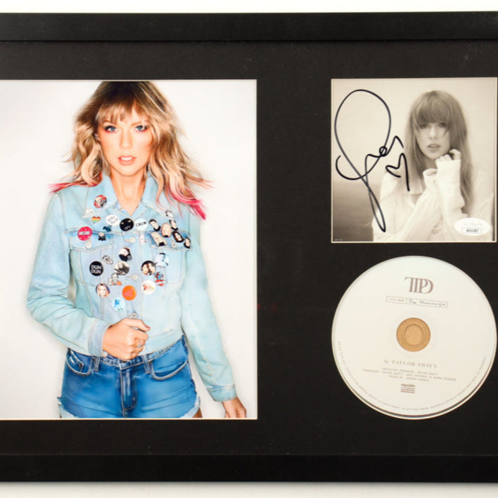Taylor Swift Signed with "Heart" Framed "The Tortured Poets Department" CD Album Insert Display With Disc (JSA)(3)