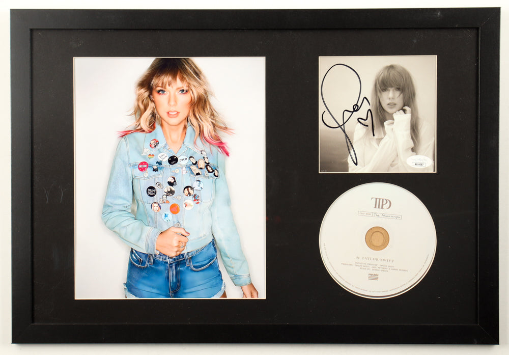 Taylor Swift Signed with &quot;Heart&quot; Framed &quot;The Tortured Poets Department&quot; CD Album Insert Display With Disc (JSA)(3)