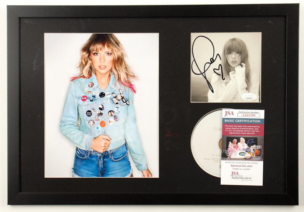 Taylor Swift Signed with &quot;Heart&quot; Framed &quot;The Tortured Poets Department&quot; CD Album Insert Display With Disc (JSA)(4)