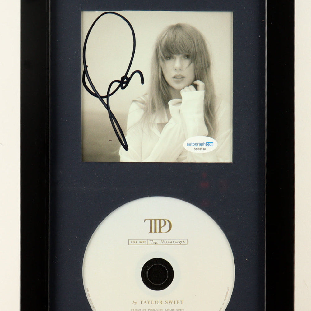 Taylor Swift Signed "The Tortured Poets Department" CD Album Insert Black Display With Disc (ACOA)