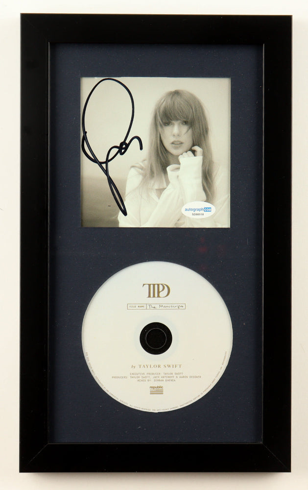 Taylor Swift Signed "The Tortured Poets Department" CD Album Insert Black Display With Disc (ACOA)