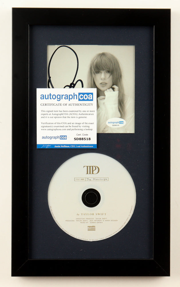 Taylor Swift Signed "The Tortured Poets Department" CD Album Insert Black Display With Disc (ACOA)