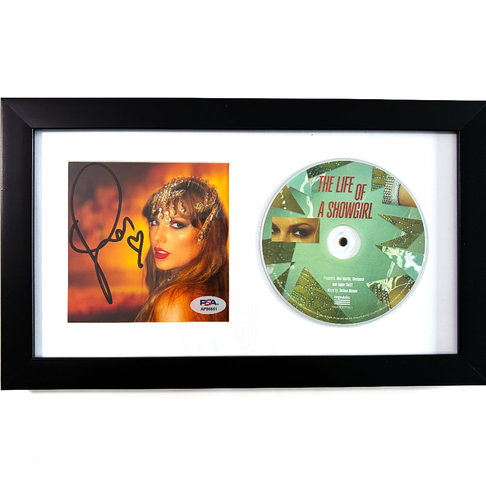 Taylor Swift Signed "The Life of a Showgirl" Horizontal Framed CD Insert Display (2) (PSA)