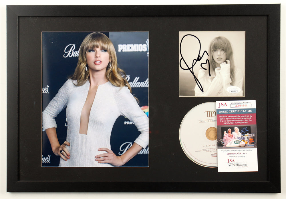 Taylor Swift Signed with Heart” Framed &quot;The Tortured Poets Department&quot; CD Album Insert Display With Disc (JSA)(8) LP