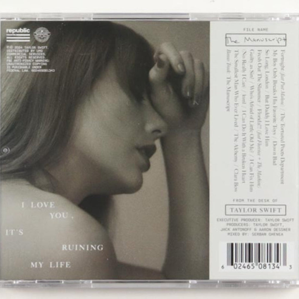 Taylor Swift Signed with &quot;Heart&quot; &quot;The Tortured Poets Department&quot; CD Insert With Case &amp; Disc(2)