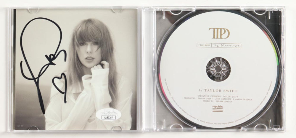 Taylor Swift Signed with &quot;Heart&quot; &quot;The Tortured Poets Department&quot; CD Insert With Case &amp; Disc(2)