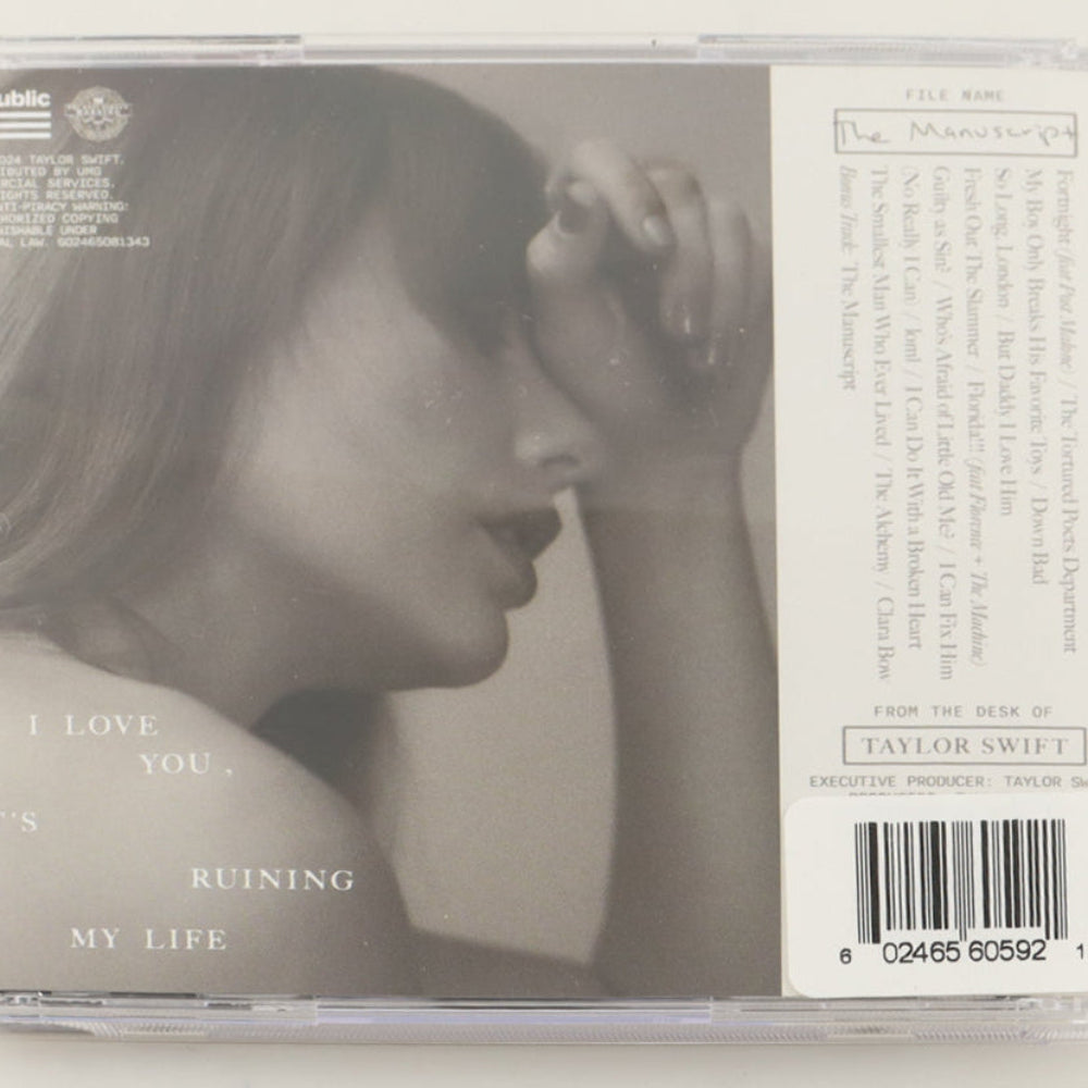 Taylor Swift Signed with &quot;Heart&quot; &quot;The Tortured Poets Department&quot; CD Insert With Case &amp; Disc(3)