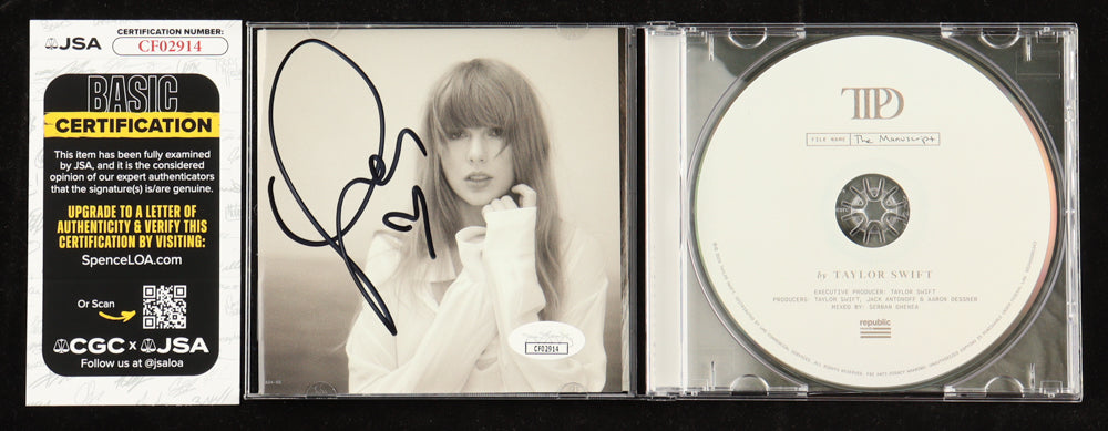 Taylor Swift Signed with a &quot;Heart&quot; &quot;The Tortured Poets Department&quot; CD Insert With Case &amp; Disc (JSA)