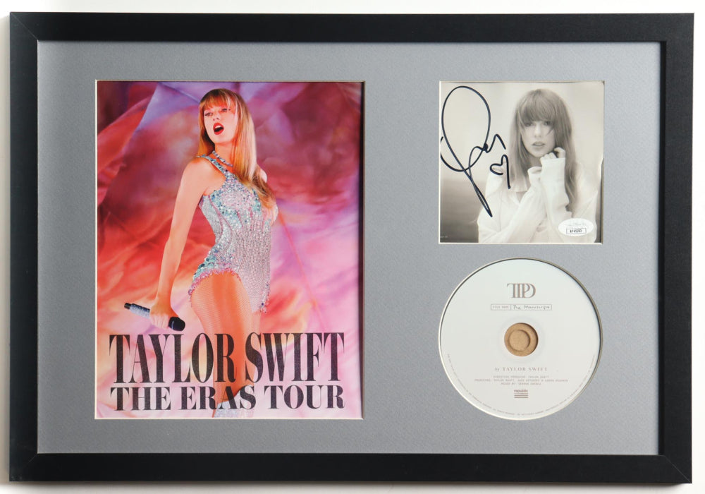 Taylor Swift Signed with &quot;Heart&quot; &quot;Tortured Poets Department&quot; CD Framed Insert Display with Disc (JSA)