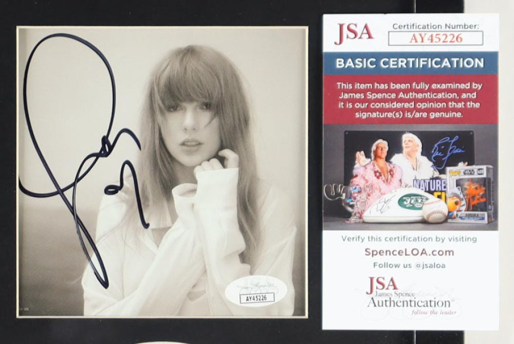 Taylor Swift Signed with a &quot;Heart&quot; &quot;Tortured Poets Department&quot; CD Framed Insert Display with Disc (JSA)(2)