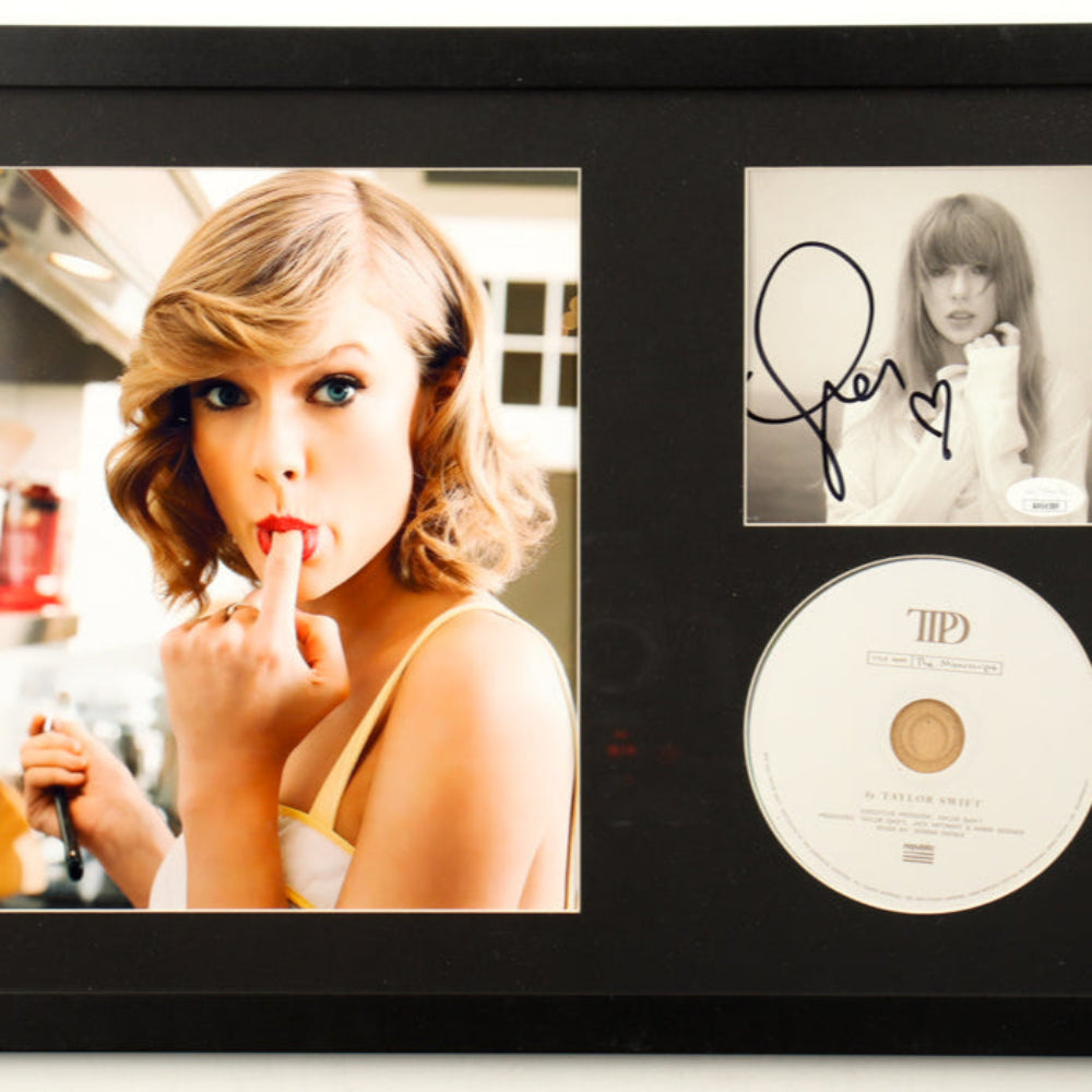 Taylor Swift Signed with "Heart" Framed "The Tortured Poets Department" CD Album Insert Display With Disc (JSA)