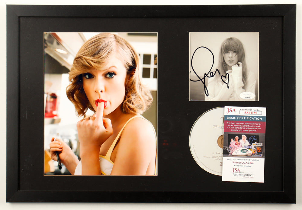 Taylor Swift Signed with &quot;Heart&quot; Framed &quot;The Tortured Poets Department&quot; CD Album Insert Display With Disc (JSA)