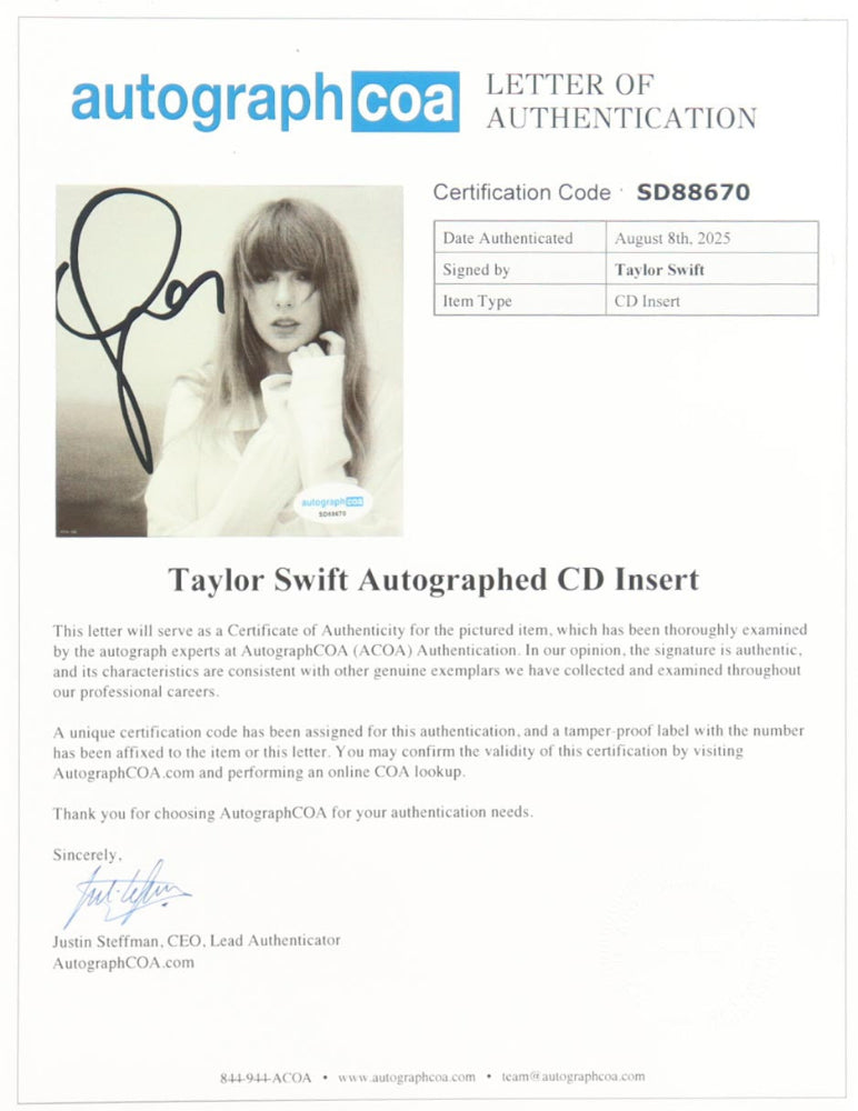 Taylor Swift Signed Framed "The Tortured Poets Department" CD Album Insert Display With Disc (ACOA) (2)