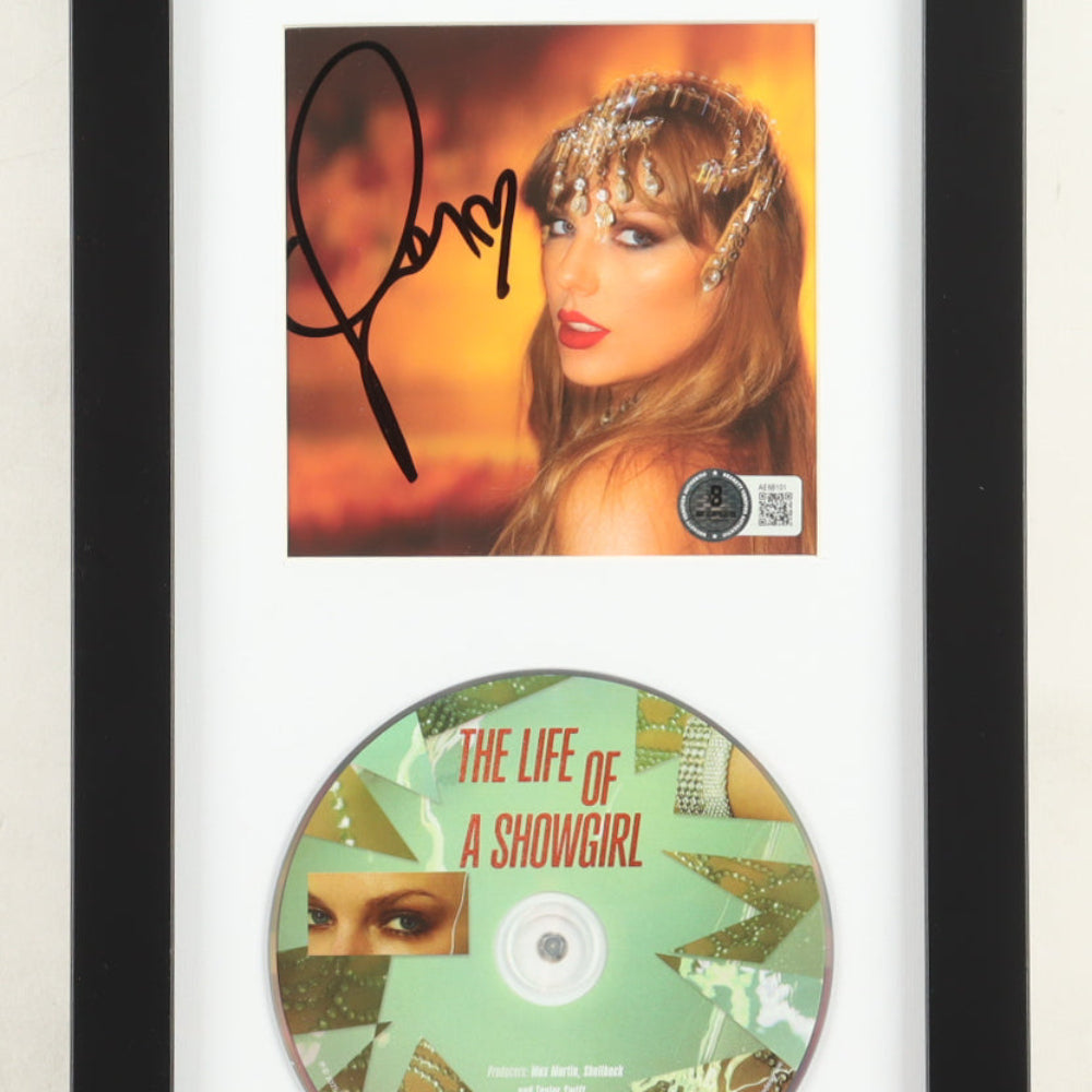 Taylor Swift Signed with a "Heart" "The Life of a Showgirl" Framed CD Album Display (Beckett) (2)