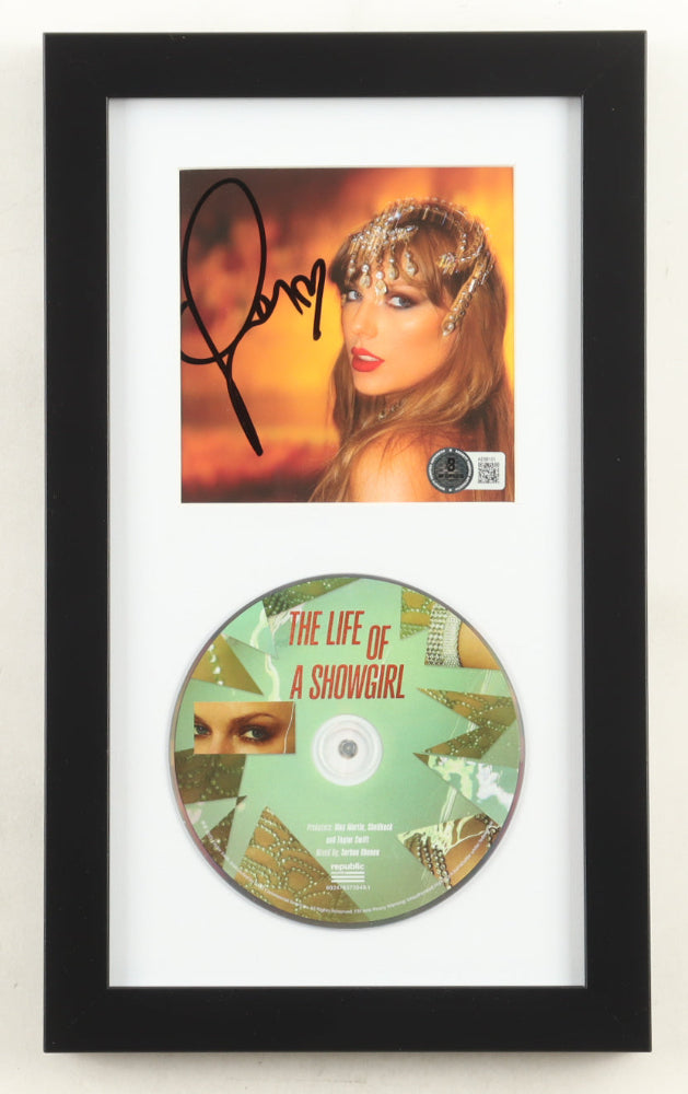 Taylor Swift Signed with a "Heart" "The Life of a Showgirl" Framed CD Album Display (Beckett) (2)