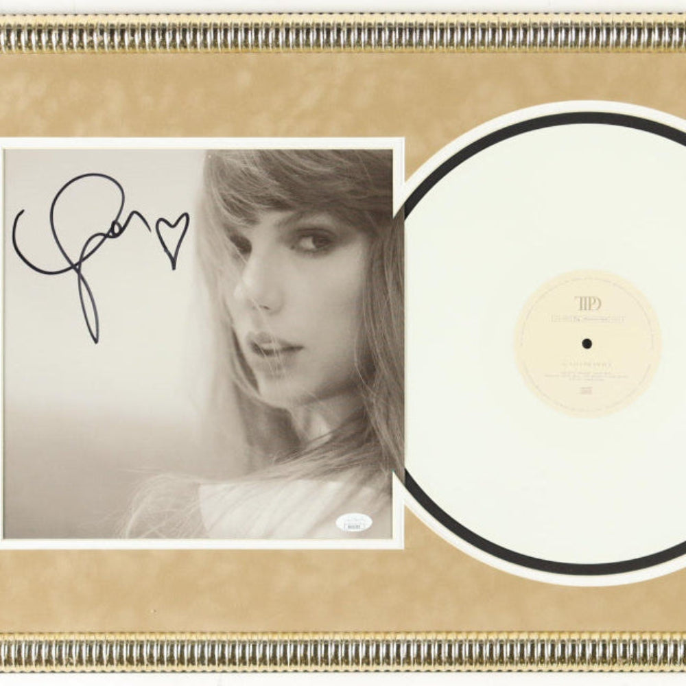 Taylor Swift Signed with Heart Custom Framed &quot;Tortured Poets Department&quot; Vinyl Album Insert Display