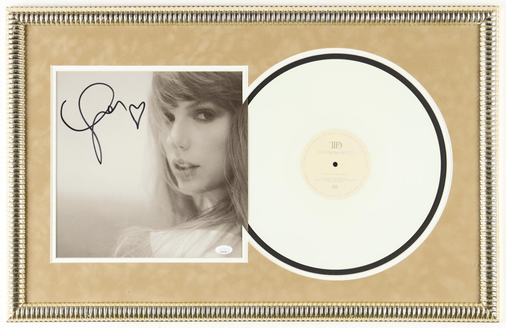 Taylor Swift Signed with Heart Custom Framed &quot;Tortured Poets Department&quot; Vinyl Album Insert Display