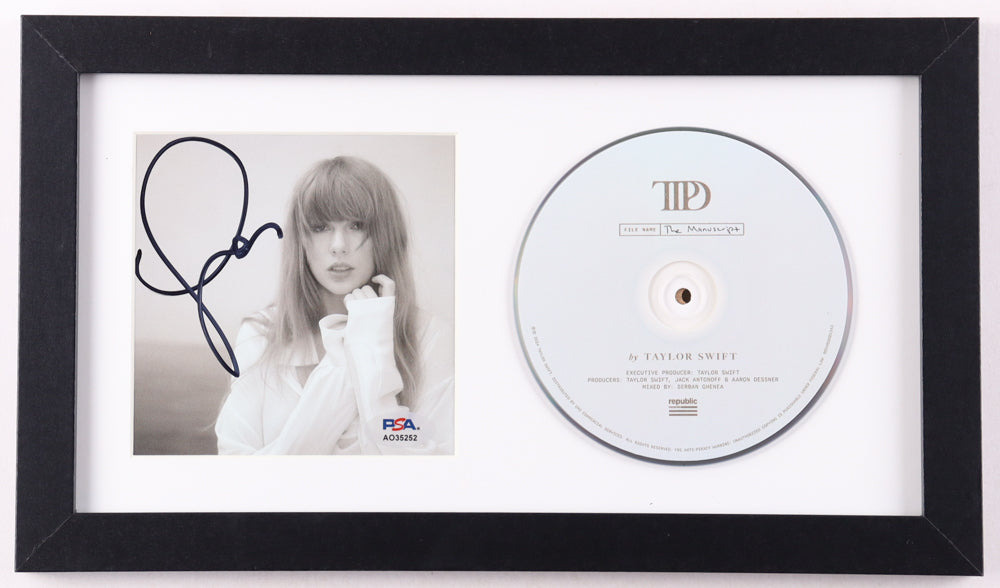 Taylor Swift Signed Framed "The Tortured Poets Department" CD Album Insert Display With Disc (PSA)(8)