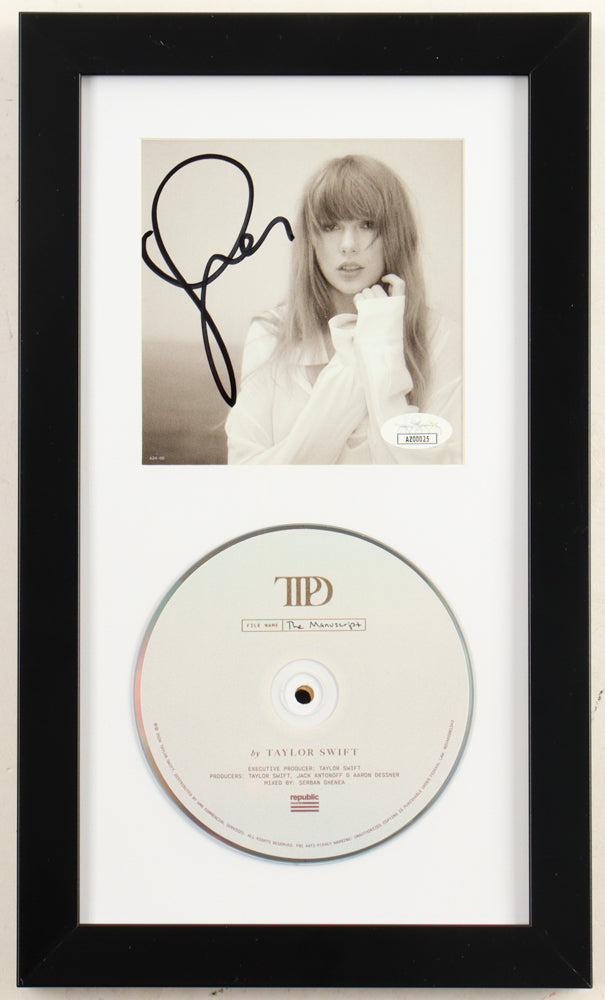 Taylor Swift Signed Framed &quot;The Tortured Poets Department&quot; CD Album Insert Display With Disc (JSA)(7)
