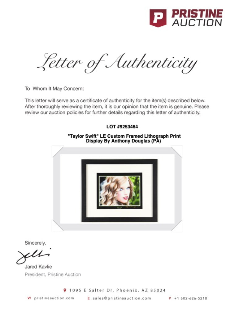 Taylor Swift Limited Edition Framed Lithograph Print Display Signed By Anthony Douglas