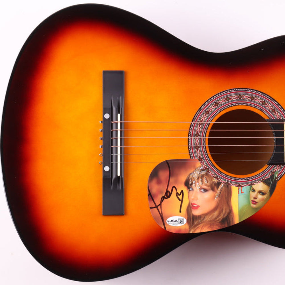 Taylor Swift Signed Orange/Black Acoustic Guitar with "TLOAS" Insert Pickguard (JSA)