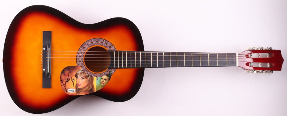 Taylor Swift Signed Orange/Black Acoustic Guitar with "TLOAS" Insert Pickguard (JSA)