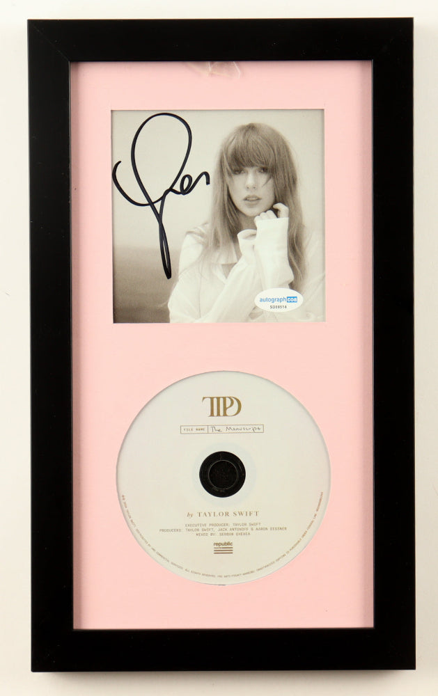 Taylor Swift Signed "The Tortured Poets Department" CD Album Insert Pink Display With Disc (ACOA)