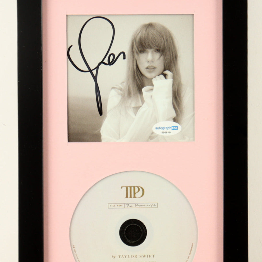 Taylor Swift Signed "The Tortured Poets Department" CD Album Insert Pink Display With Disc (ACOA)