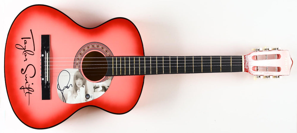 Taylor Swift Signed 38” Zeny Acoustic Pink Guitar (Beckett)