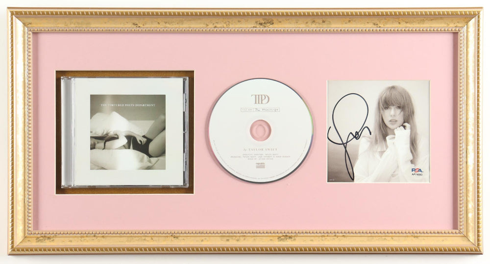 Taylor Swift Signed "The Tortured Poets Department" CD Album Insert Framed Pink Display With Disc Case (PSA)