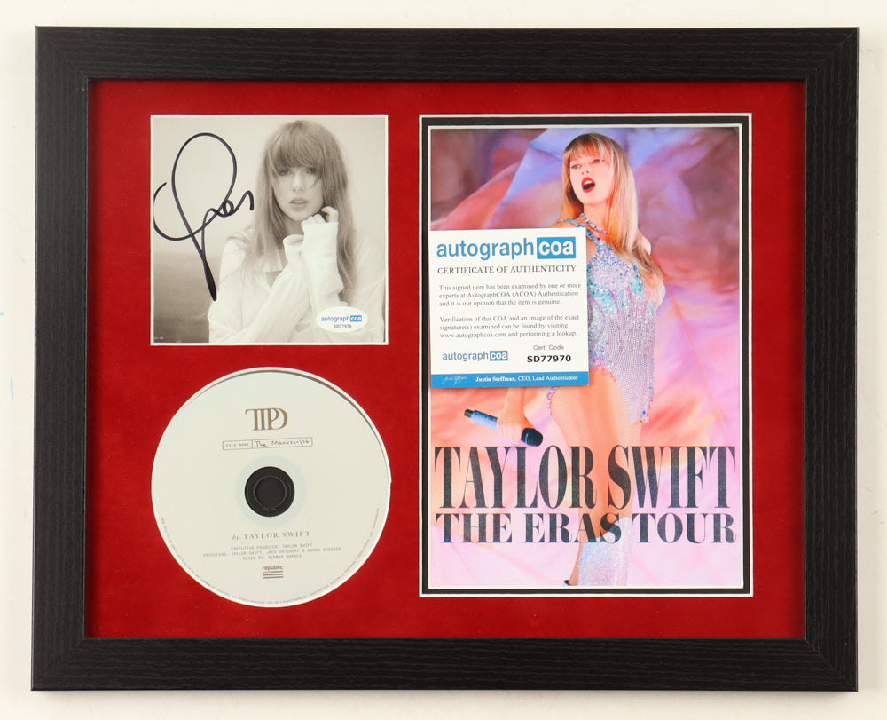 Taylor Swift Signed Framed "The Tortured Poets Department" CD Album Insert Display With Disc (ACOA)
