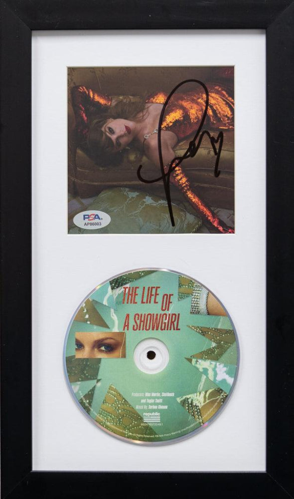 Taylor Swift Signed with a "Heart" "The Life of a Showgirl" Framed CD Insert Display (PSA)(2)